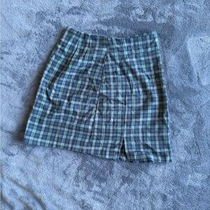 Brandy Melville Blue and Green Plaid Skirt